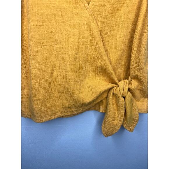 Madewell Texture & Thread Wrap Tie Waist Top V-Neck Size S Sleeveless Yellow - Picture 4 of 10